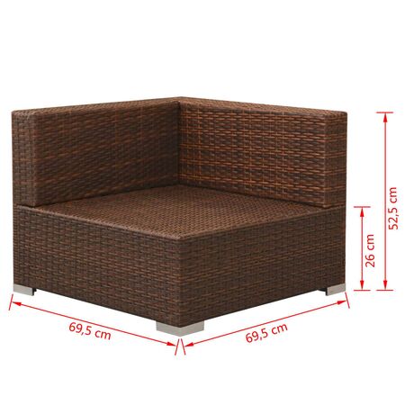  Set mobilier de grădină cu perne, 3 piese, maro, poliratan