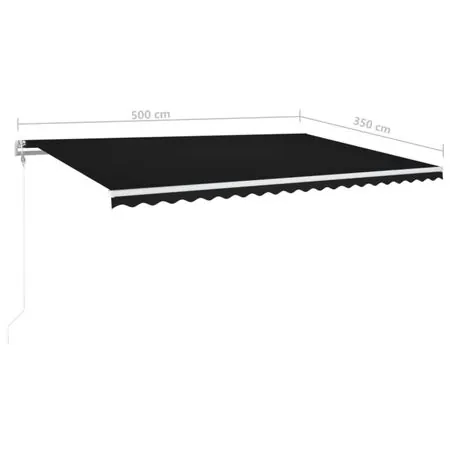  Copertină automată cu LED & senzor vânt, antracit, 500x350 cm