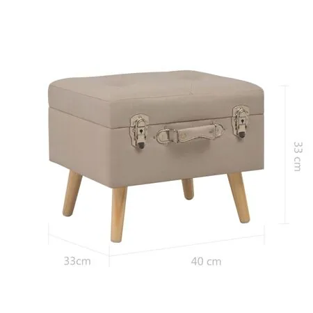  Taburet cu depozitare, 40 cm, bej, material textil