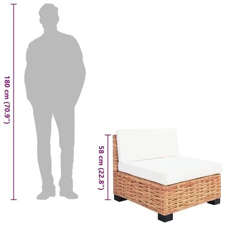  Set mobilier cu canapea 27 piese, culoare naturală, ratan