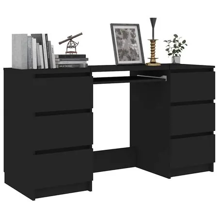  Birou de scris, negru, 140x50x77 cm, lemn prelucrat