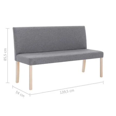  Bancă, gri deschis, 139,5 cm, poliester