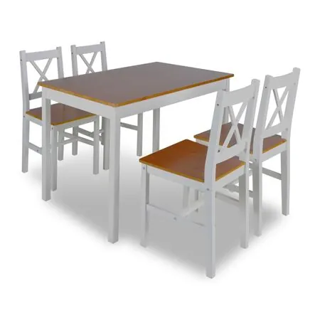  Set mobilier de bucătărie, 5 piese, maro și alb