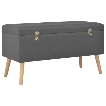  Taburete cu depozitare, 3 buc., gri închis, material textil