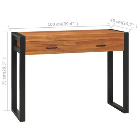  Birou cu 2 sertare, 100x40x75 cm, lemn de tec