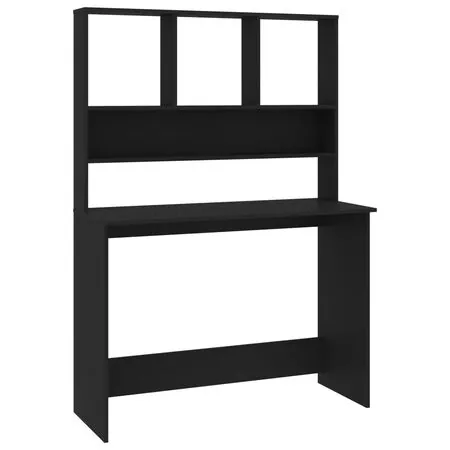  Birou cu rafturi, negru, 110x45x157 cm, PAL