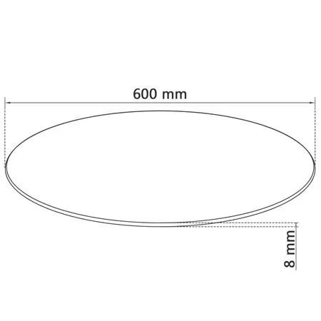  Blat masă din sticlă securizată, rotund, 600 mm 