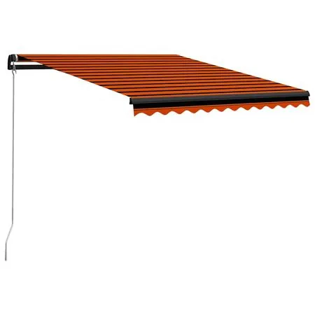  Copertină retractabilă manual LED portocaliu și maro 300x250 cm
