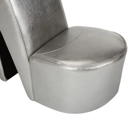  Scaun, design toc înalt, argintiu, piele ecologică