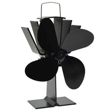  Ventilator de sobă cu alimentare termică, 4 palete, negru