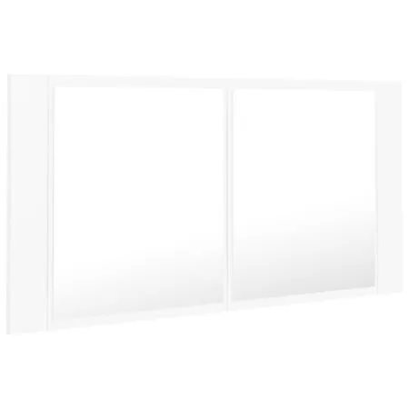 Dulap de baie cu oglindă și LED, alb, 90x12x45 cm acril