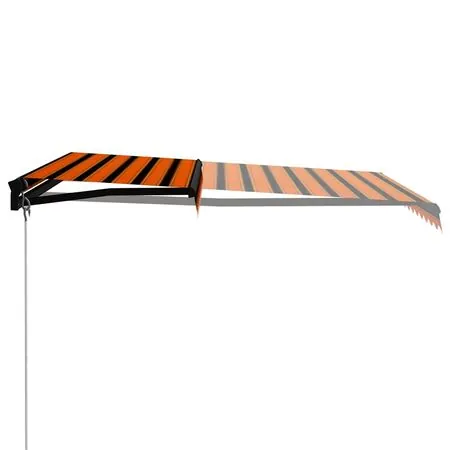  Copertină retractabilă manual LED portocaliu și maro 300x250 cm