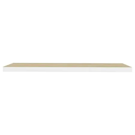 Raft de perete suspendat, stejar și alb, 120x23,5x3,8 cm, MDF