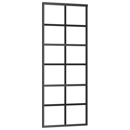  Ușă glisantă, negru, 76x205 cm, sticlă ESG și aluminiu