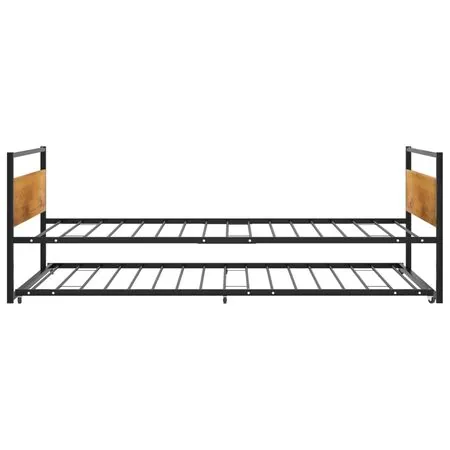  Cadru pat extensibil, negru, 90x200 cm, metal