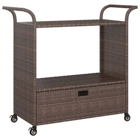  Cărucior de bar cu sertar, maro, 100x45x97 cm, poliratan
