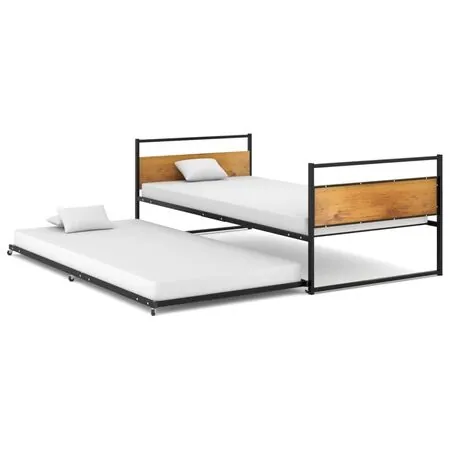  Cadru pat extensibil, negru, 90x200 cm, metal