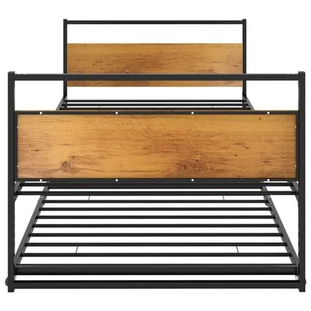  Cadru pat extensibil, negru, 90x200 cm, metal