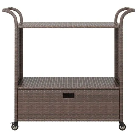  Cărucior de bar cu sertar, maro, 100x45x97 cm, poliratan