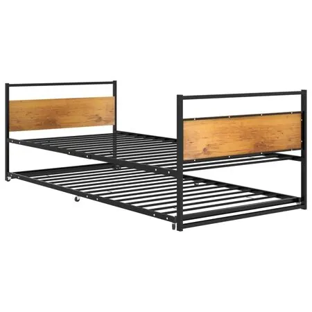  Cadru pat extensibil, negru, 90x200 cm, metal