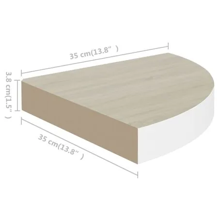  Rafturi de perete de colț 4 buc. stejar și alb 35x35x3,8 cm MDF