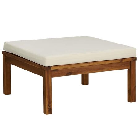  Set mobilier grădină perne alb crem, 3 piese, lemn masiv acacia
