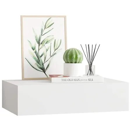  Raft de perete cu sertar, alb, 40x23,5x10 cm, MDF
