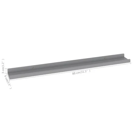  Rafturi de perete, 4 buc., gri, 80x9x3 cm