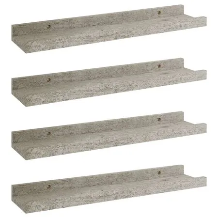  Rafturi de perete, 4 buc., gri beton, 40x9x3 cm