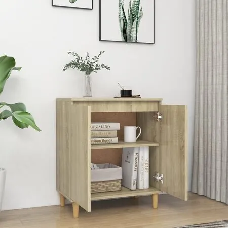  Servantă picioare din lemn masiv stejar sonoma 60x35x70 cm lemn