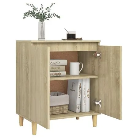  Servantă picioare din lemn masiv stejar sonoma 60x35x70 cm lemn