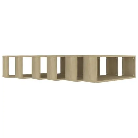  Rafturi de perete cub, 6 buc., stejar sonoma, 60x15x23 cm, PAL