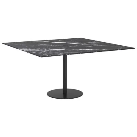  Blat masă negru 80x80 cm 6 mm sticlă securizată design marmură
