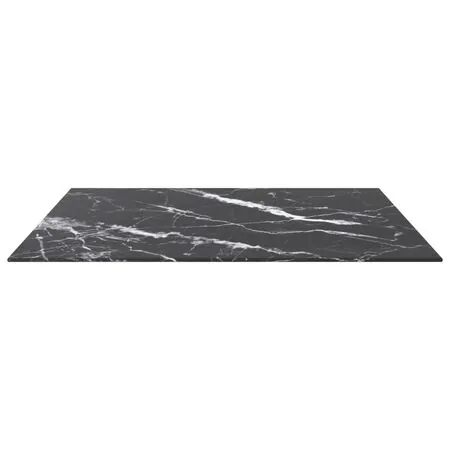  Blat masă negru 80x80 cm 6 mm sticlă securizată design marmură