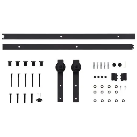  Set feronerie pentru uși glisante SKIEN, negru, 183 cm, oțel