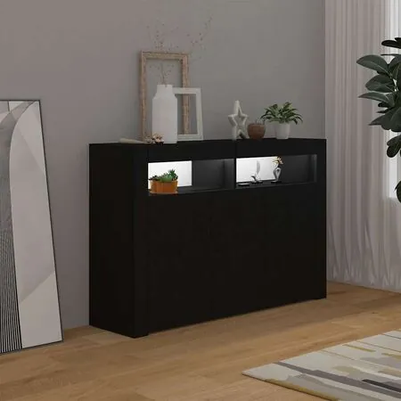  Servantă cu lumini LED,negru , 115,5x30x75 cm