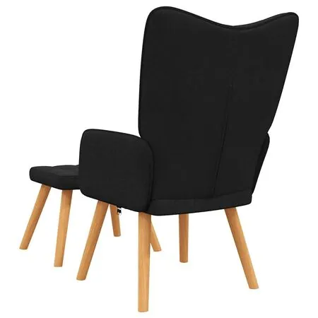  Scaun de relaxare cu taburet, negru, textil