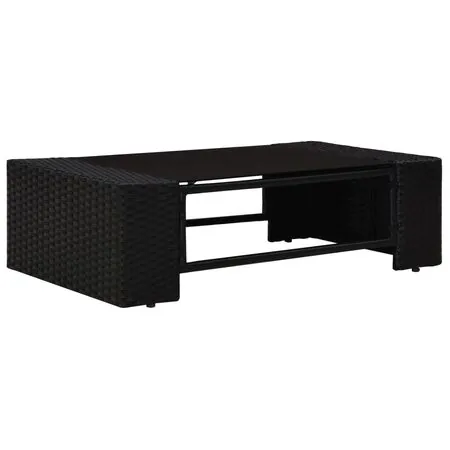  Set mobilier de grădină, 5 piese, negru, poliratan