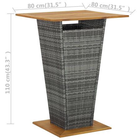  Set mobilier bar de grădină cu perne, 5 piese, gri, poliratan