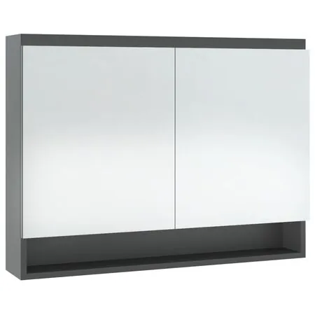  Dulap de baie cu oglindă, gri, 80x15x60 cm, MDF