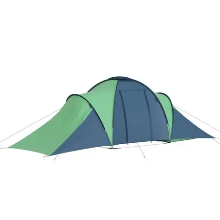  Cort camping, 6 persoane, albastru și verde