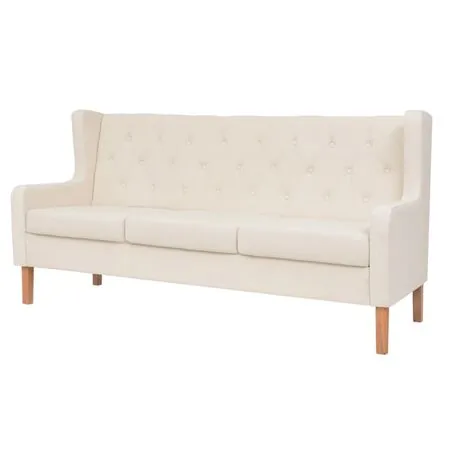  Set de canapele, 3 piese, alb crem, material textil