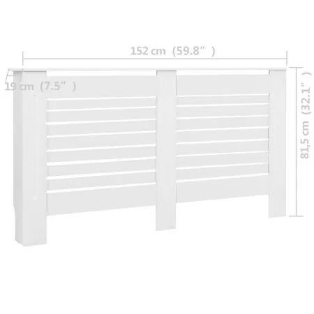  Măști de calorifer, 2 buc., alb, 152 x 19 x 81,5 cm, MDF