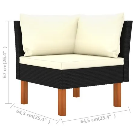  Set mobilier de grădină cu perne, 10 piese, negru, poliratan