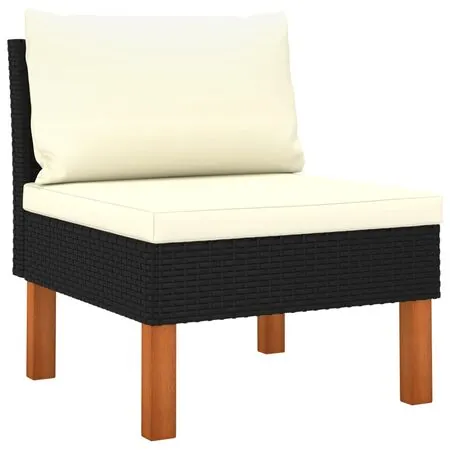  Set mobilier de grădină cu perne, 10 piese, negru, poliratan