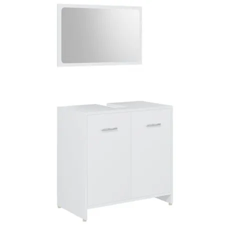  Set mobilier de baie, 4 piese, alb, lemn prelucrat