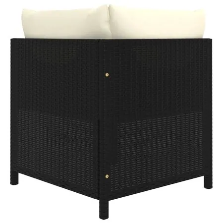  Set mobilier de grădină cu perne, 8 piese, negru, poliratan