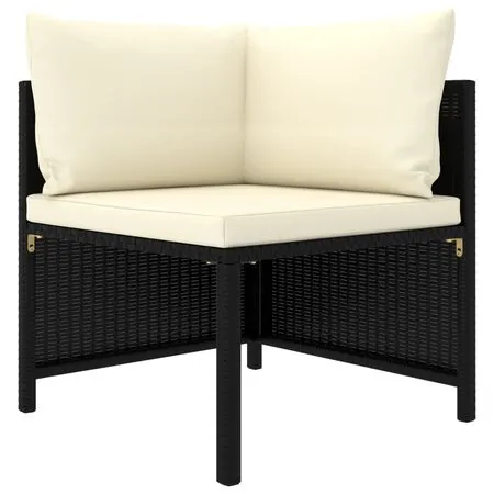  Set mobilier de grădină cu perne, 8 piese, negru, poliratan