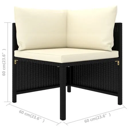  Set mobilier de grădină cu perne, 8 piese, negru, poliratan