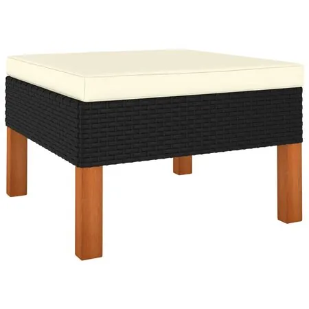  Set mobilier de grădină cu perne, 7 piese, negru, poliratan